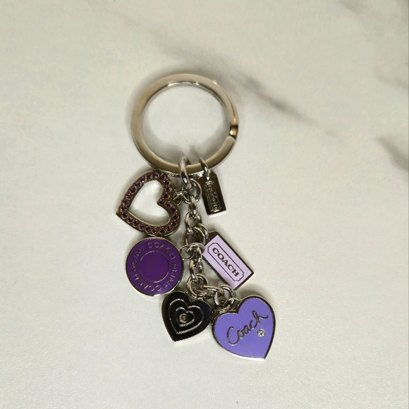 Coach Purple Hearts Charm Keychain Keyring - Picture 2 of 6